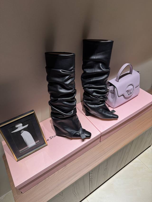 Theattico 2025 Fall/Winter Square Toe Runway-Synchronized Pants-Leg Boots 1:1 re