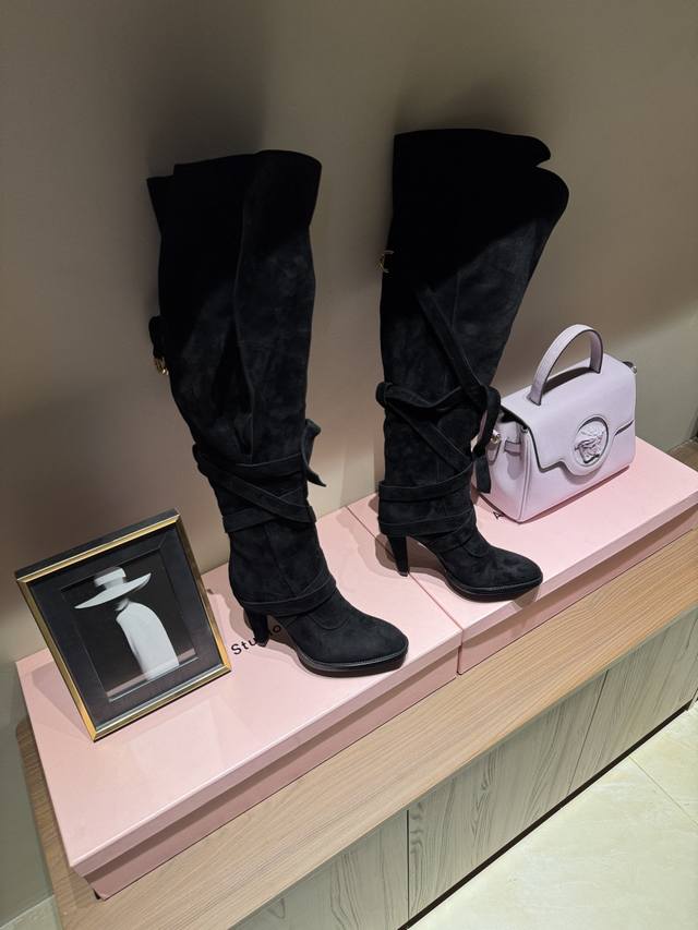 Saint Laurent French Chic High-End Round Toe Straight-Leg Stylish Martin Boots F