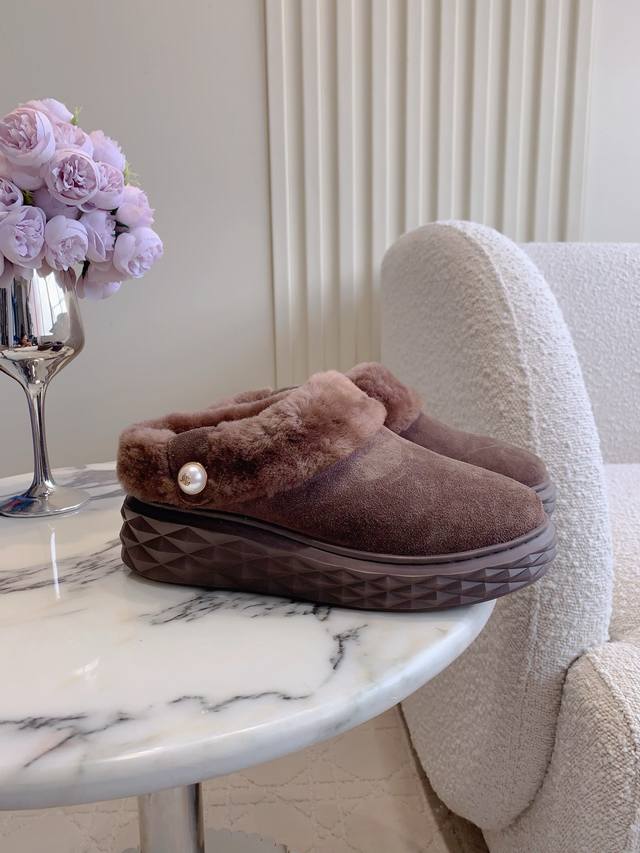 Factory Price p Jimmy Cho* New Wool Warm Thick-Soled Half-Slippers Super Thick