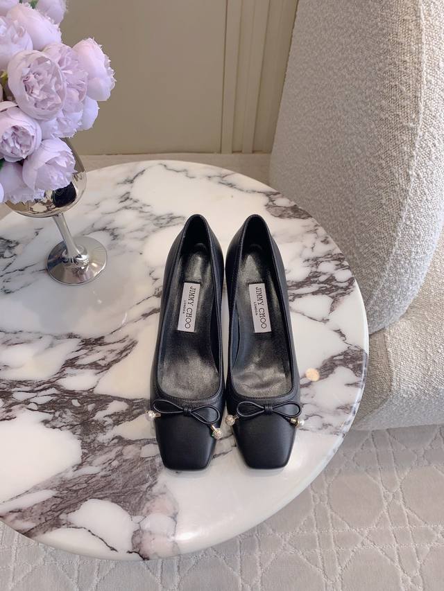 Factory Price p Jimmy Cho* New Bow Chunky Heel Shoes Super soft and comfortable