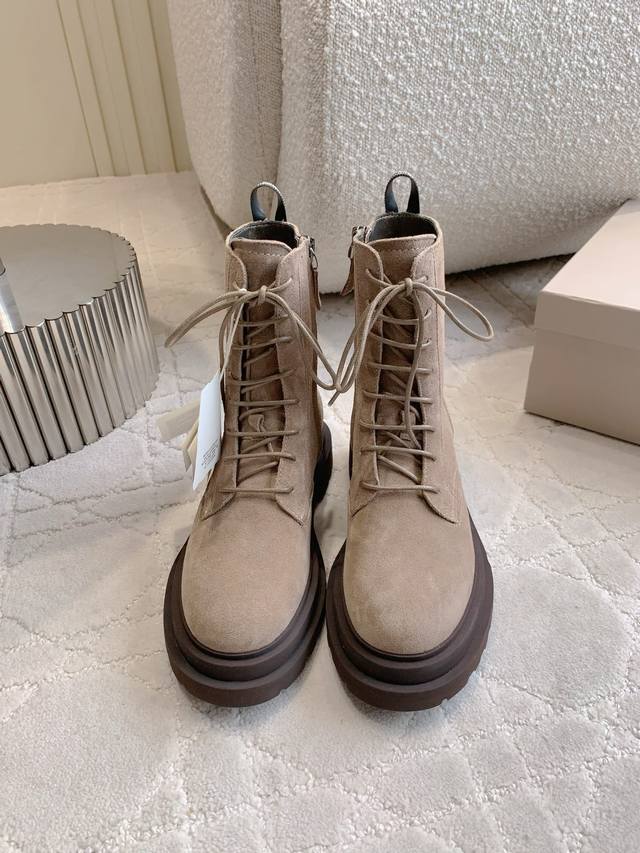 Factory Price p Brunello Cucinell* New Casual Lace-up Ankle Boots with Side Zip