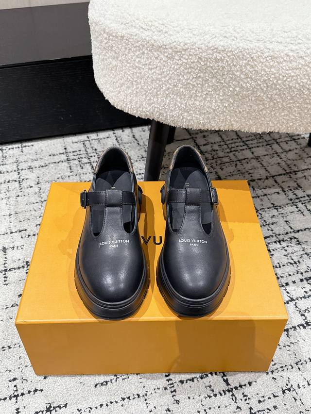 Top-tier version Louis Vuiteeon Lv 26 Squad Mary Jane shoes, T-strap loafers wit