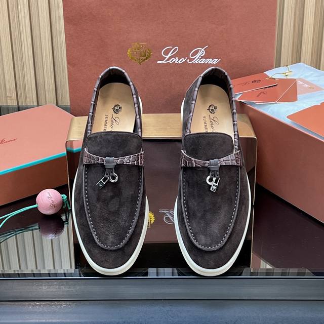 High-quality cowhide lining Loro Piana early spring latest loafers with stone p