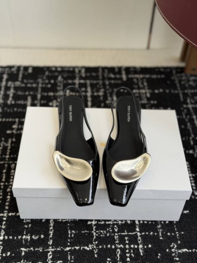 Retail-grade Tory Burch 26Ss Spring/Summer Open-back Patent Leather Sandals - Si