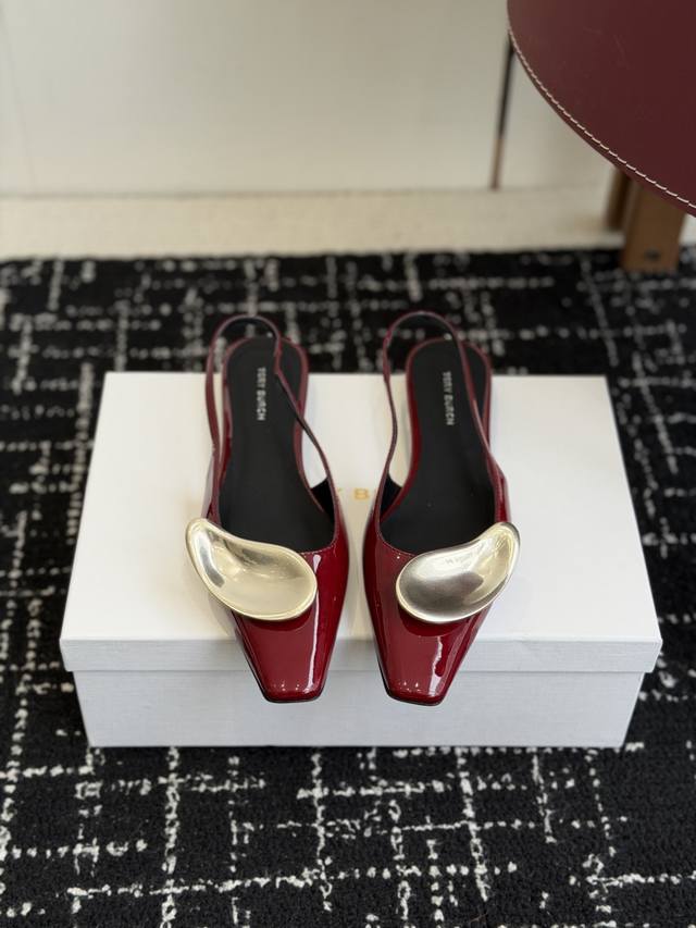 Retail-grade Tory Burch 26Ss Spring/Summer Open-back Patent Leather Sandals - Si