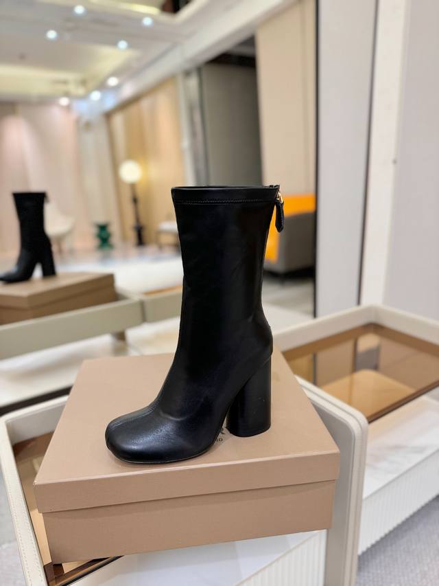 Price: Exclusive Round Toe Logo Chunky Heel Stretch Knee-High Boots Burberry, a