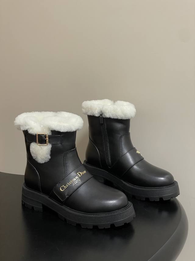 2025 Fall/Winter New Dior Dioralps D-Quest Wool Ankle Boots, Cd Letter Metal Buc