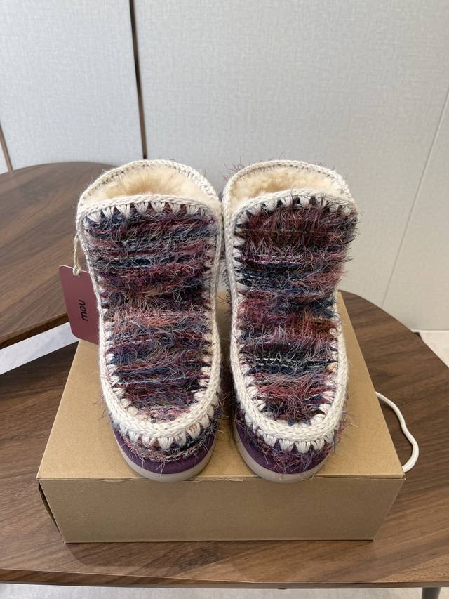 Mou trendy wool snow boots boast a highly recognizable design style, combining n