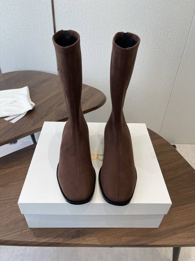 Dongguan-made The Row 25Ss Autumn/Winter New Elastic Lambskin Mid-calf Boots Le