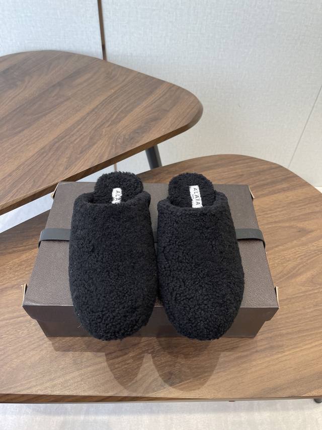 Autumn/Winter New Alaia Wool French Ballet Flats, Old-Money Style Wool Mule Sli