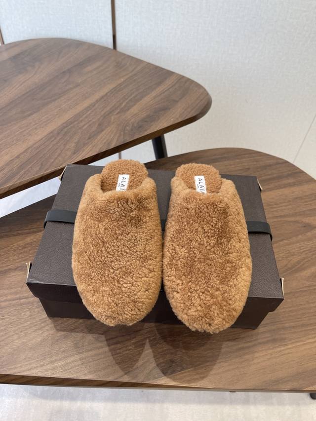 Autumn/Winter New Alaia Wool French Ballet Flats, Old-Money Style Wool Mule Sli