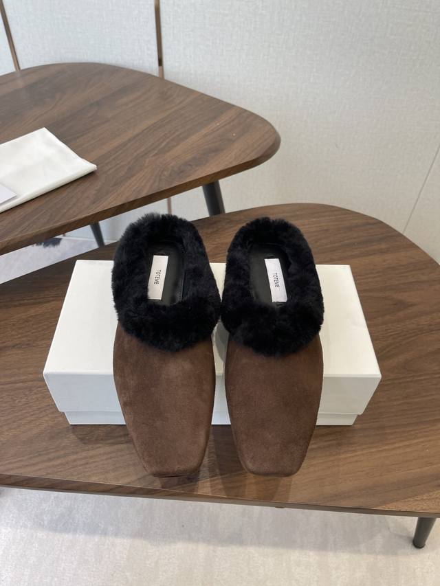 Dongguan-made Toteme 2025 Autumn/Winter New Square Toe Flat Wool Slip-on ...