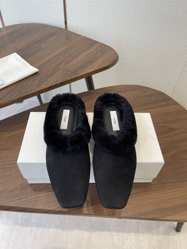 Dongguan-made Toteme 2025 Autumn/Winter New Square Toe Flat Wool Slip-on ...