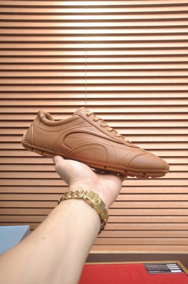 Factory price p Prada couple casual shoes, 1:1 replica, high-gloss suede upper