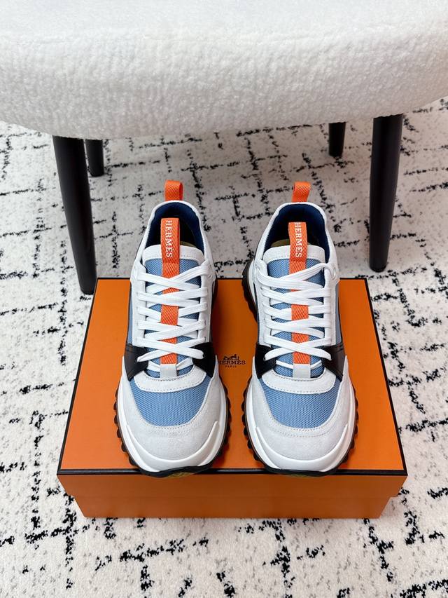 Men's Hermes 25 Leader New Round Toe Lace-up Low-top Sporty Casual Shoes New ar