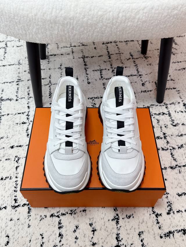 Men's Hermes 25 Leader New Round Toe Lace-up Low-top Sporty Casual Shoes New ar