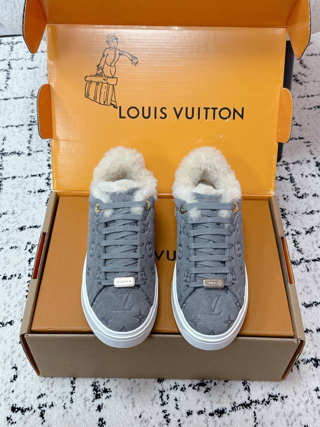 Top-tier version Lv (Louis Vuitton) 25 New Vivienne Ski Fleece White Sneakers Pl