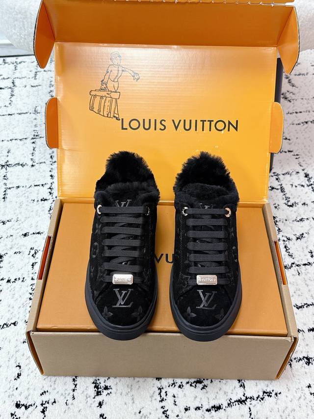 Top-tier version Lv (Louis Vuitton) 25 New Vivienne Ski Fleece White Sneakers Pl