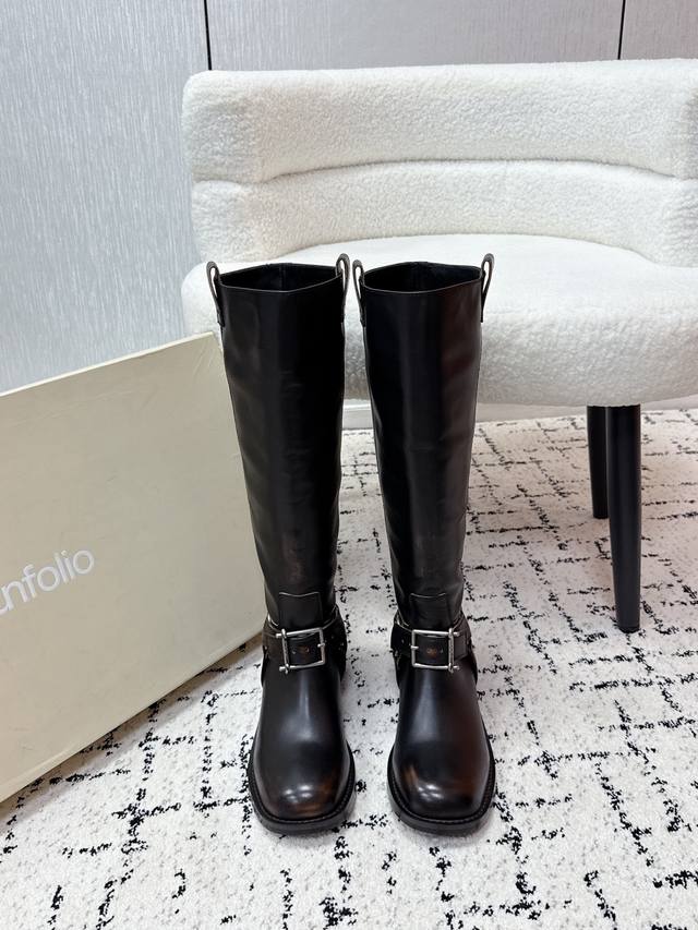 Top-tier version Unfolio trendy brand 25 Fall/Winter retro new riding boots The