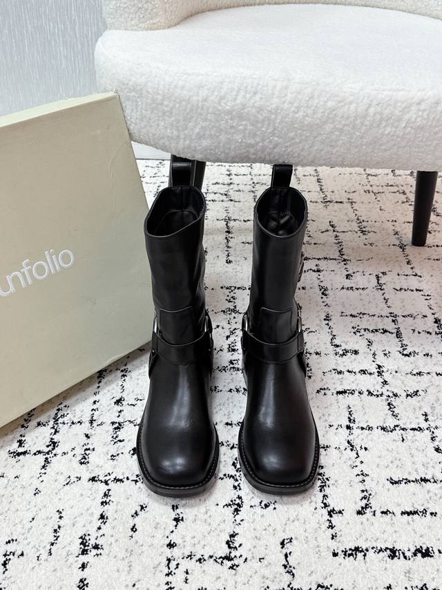 Top-tier version Unfolio trendy brand 25 Fall/Winter retro new riding ankle boot