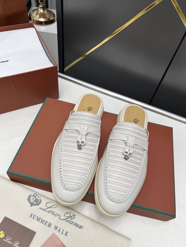 Loro Piana, a family-run, all-season half-length embroidered slipper. The curren