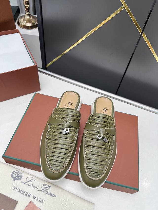 Loro Piana, a family-run, all-season half-slipper with embroidered details. The