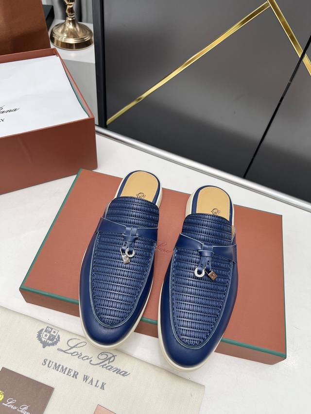 Loro Piana, a family-run, all-season half-slipper with embroidered details. The