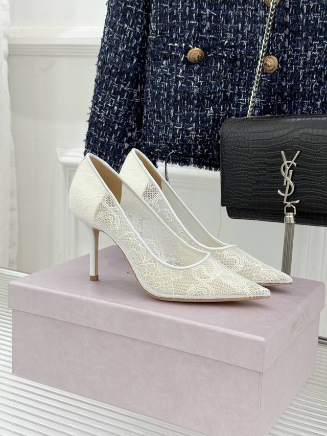 Factory Price Jimmy Choo Classic Lace Pointed-Toe High Heels A super ethereal pa