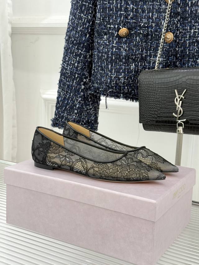 Factory Price Jimmy Choo Classic Lace Pointed-Toe High Heels A super ethereal pa