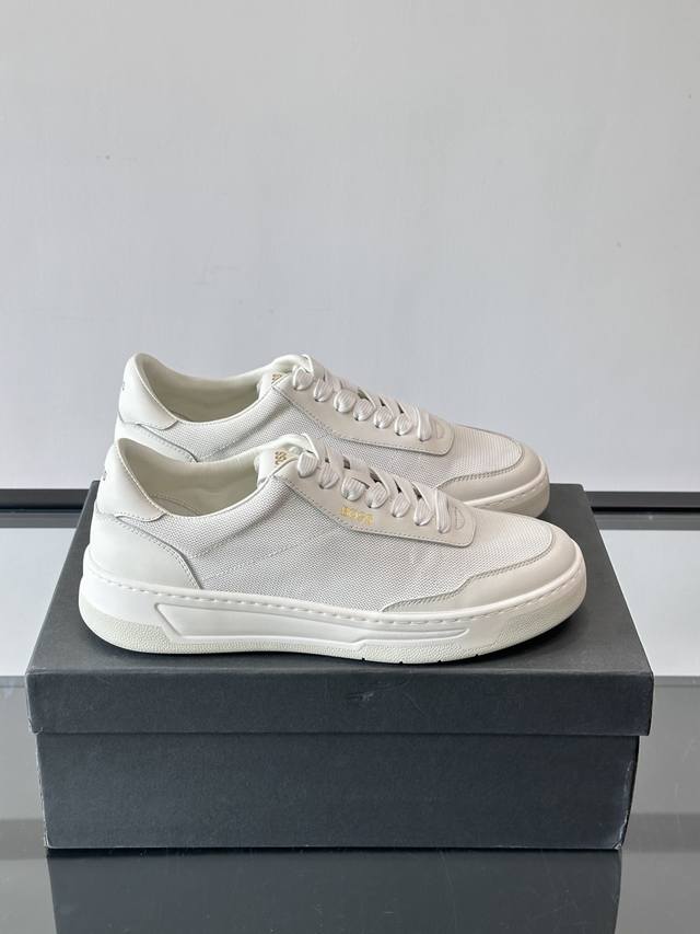 Boss Retro Sneakers, featuring a leather and fabric combination, breathable and