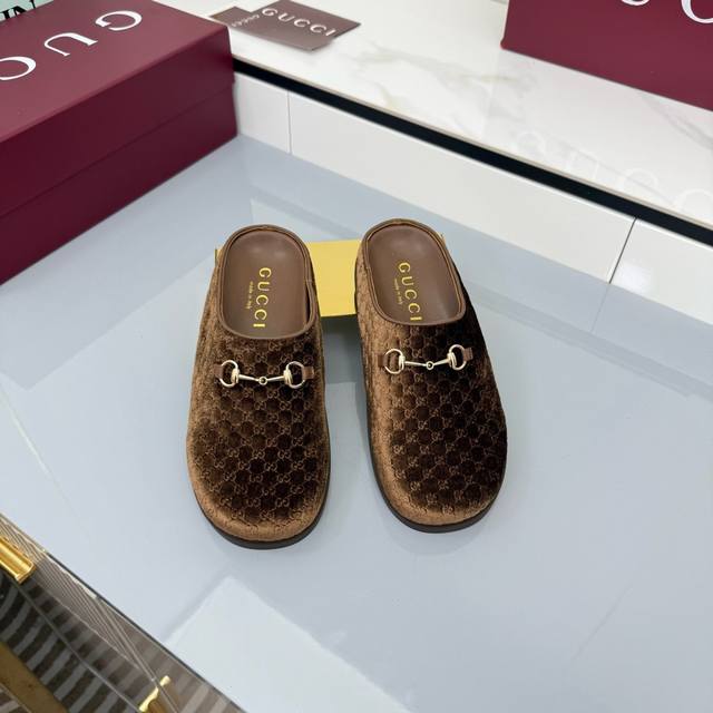 Autumn/Winter New Suede Cowhide Horsebit Wool Slippers Gg The Horsebit hardware