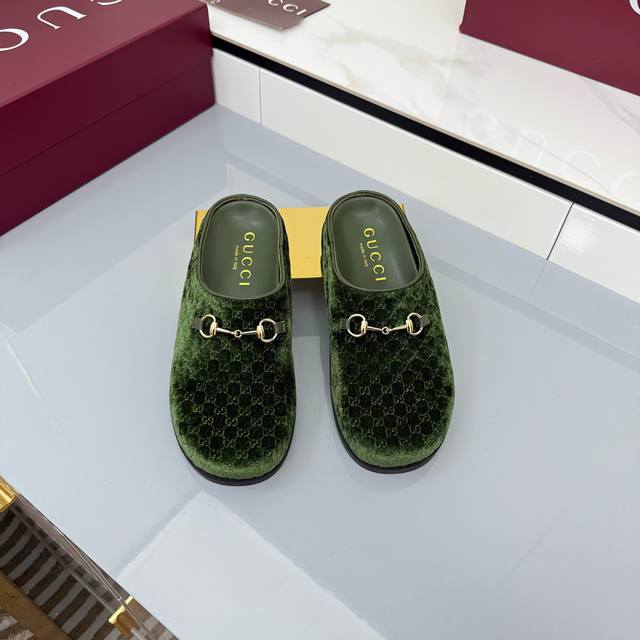 Autumn/Winter New Suede Cowhide Horsebit Wool Slippers Gg The Horsebit hardware