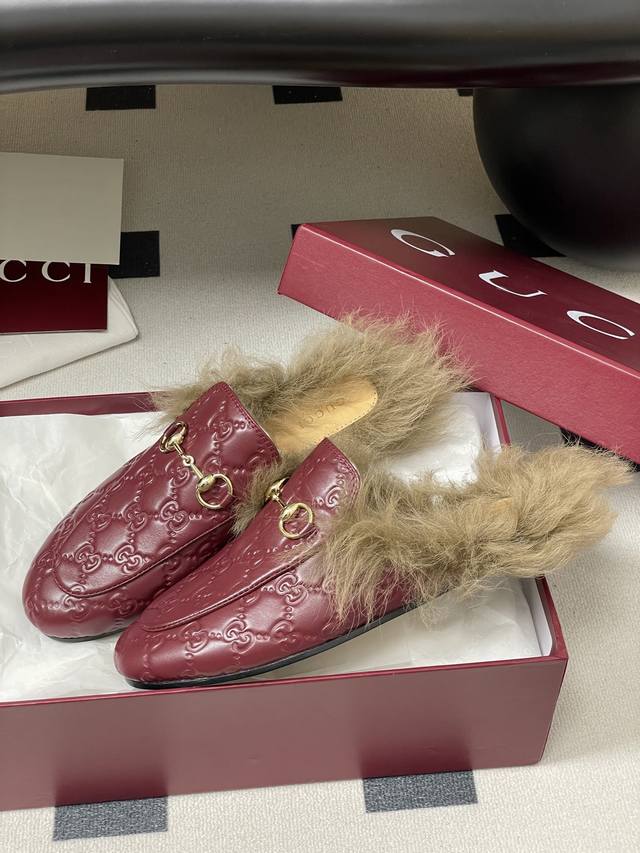 Gucci Princetown Classic Wool Slippers, Double G Suede Mules, Horsebit Flat Sli