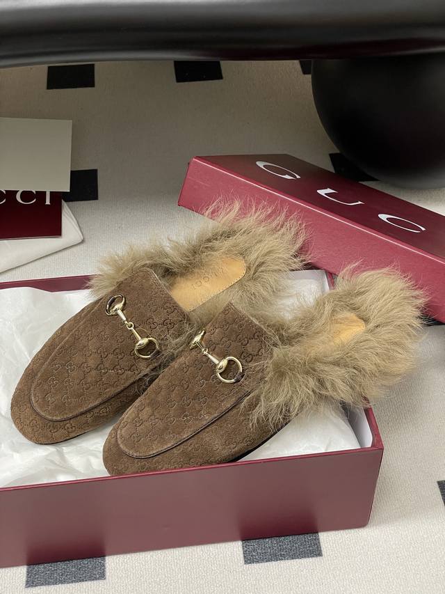Gucci Princetown Classic Wool Slippers, Double G Suede Mules, Horsebit Flat Sli