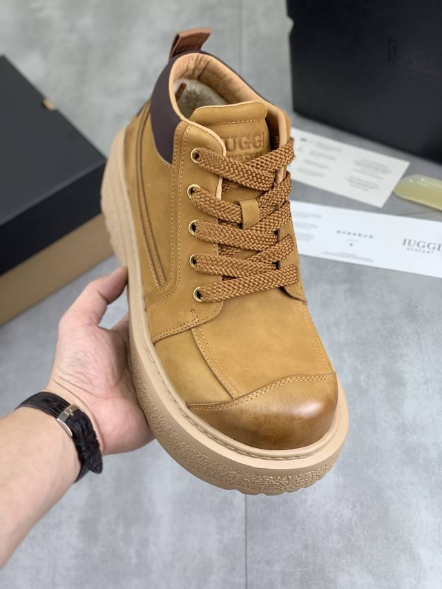 Factory price, new arrival: Iuggi Men's British Style High-Top Work Shoes, Ameri