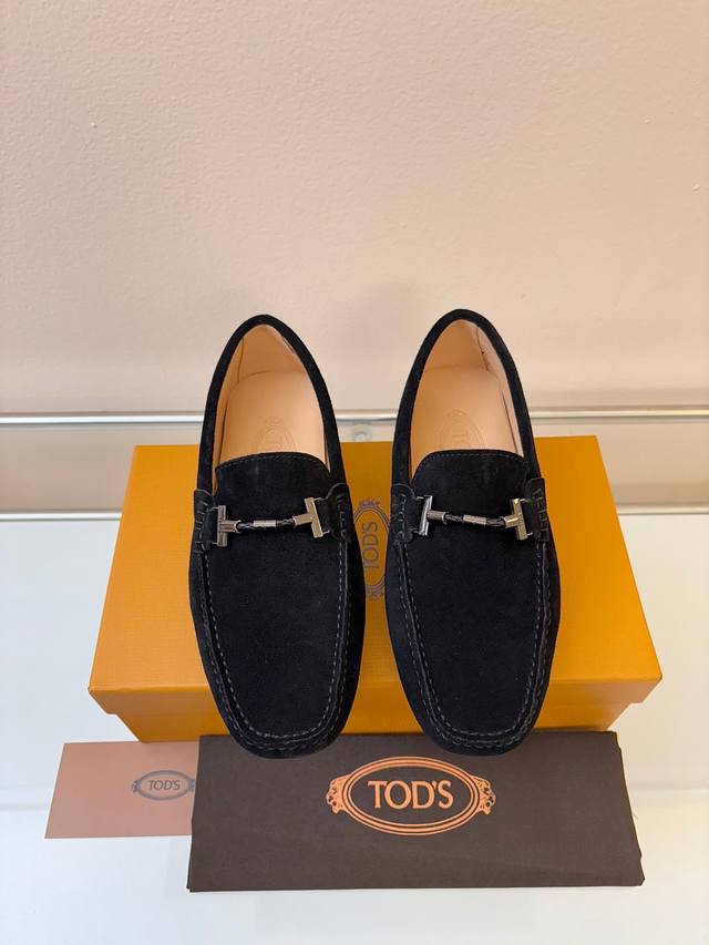 Tods Men's Loafers, New Arrival, High-Quality Suede Apricot Lining, Original Pac