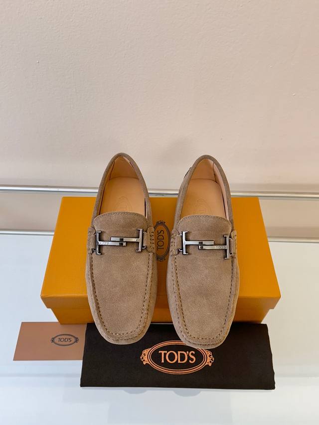 Tod's Men's Loafers, New Arrival, High-Quality Suede Apricot Lining, Original Pa