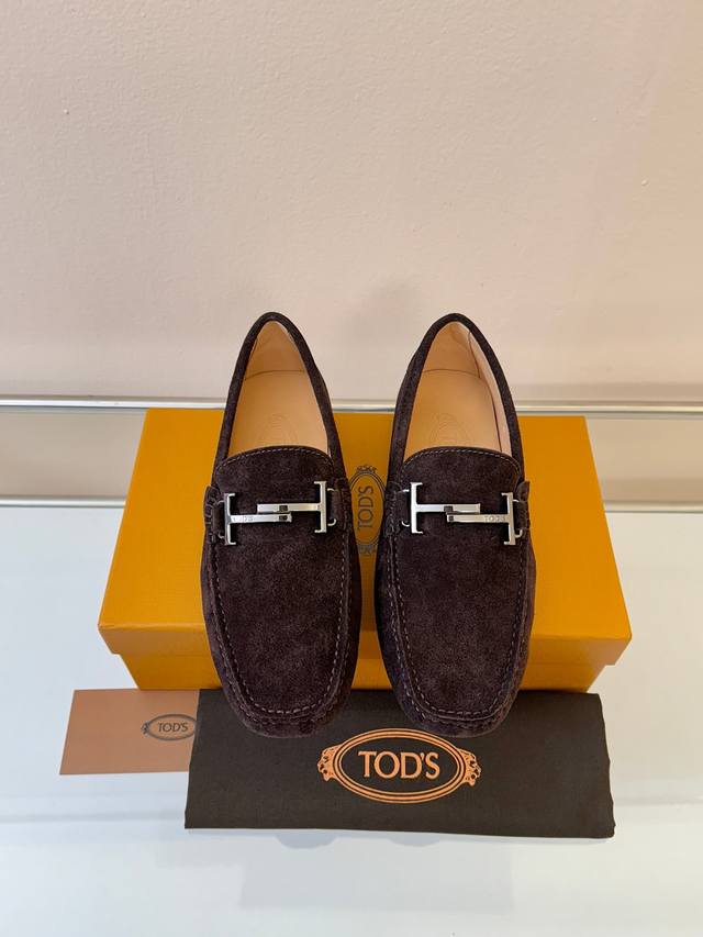 Tod's Men's Loafers, New Arrival, High-Quality Suede Apricot Lining, Original Pa