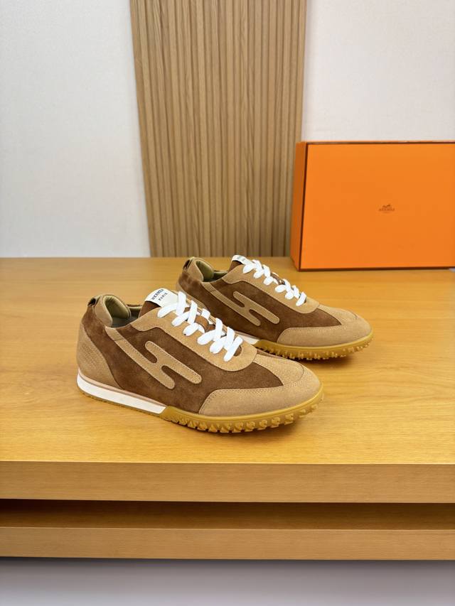 Hermes - High-end quality original single casual sports shoes - Upper: Suede cal
