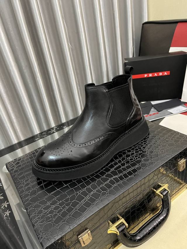 Factory Price: Prada Top Version High-Top New Casual Leather Shoes, Original Pu