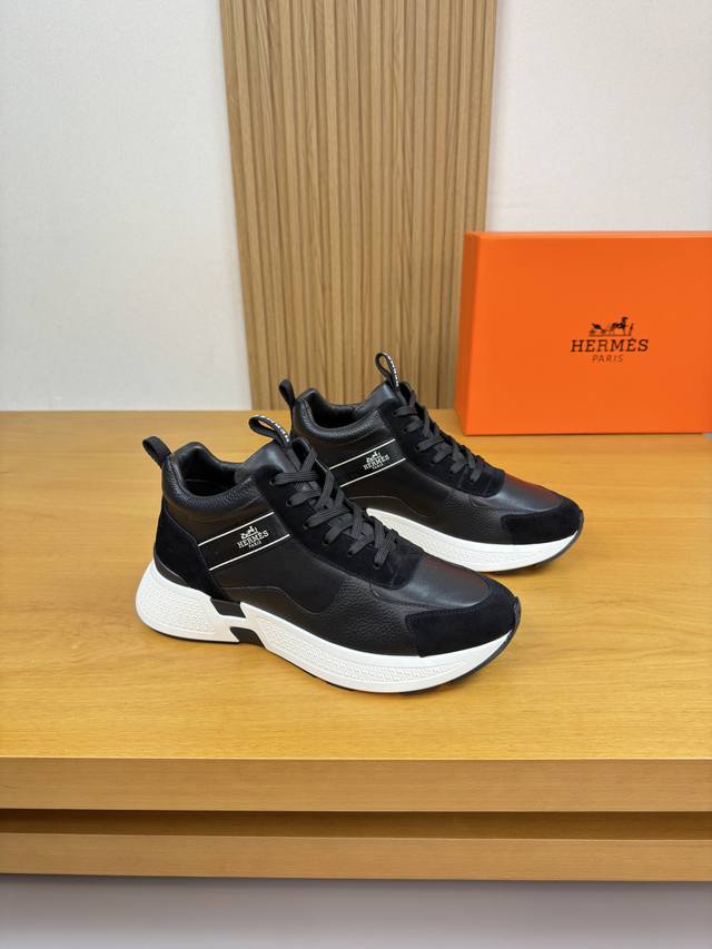 Hermes - High-end quality original single high-top casual sports shoes - Upper: