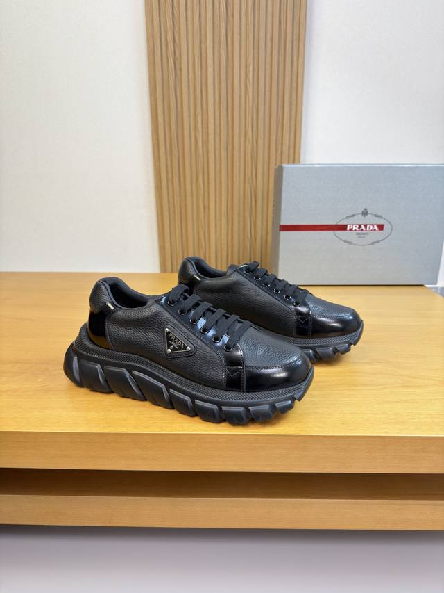 Prada - High-end quality original single casual sports shoes - Upper: Split-edg
