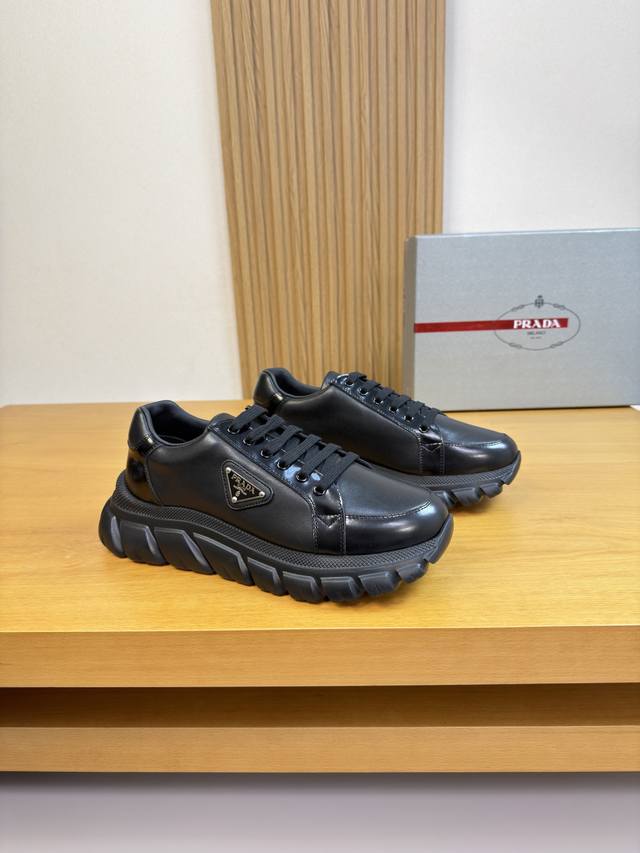 Prada - High-end quality original single casual sports shoes - Upper: Split-edg