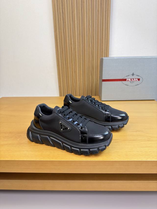 Prada - High-end quality original single casual sports shoes - Upper: Split-edg
