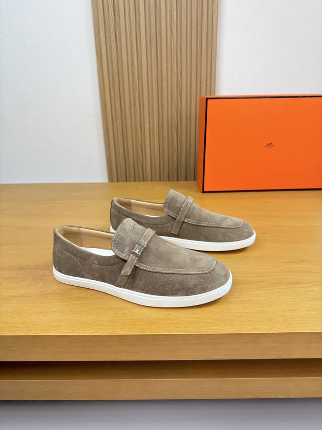 Hermes - High-end quality original casual sports sneakers - Upper: Suede calfski