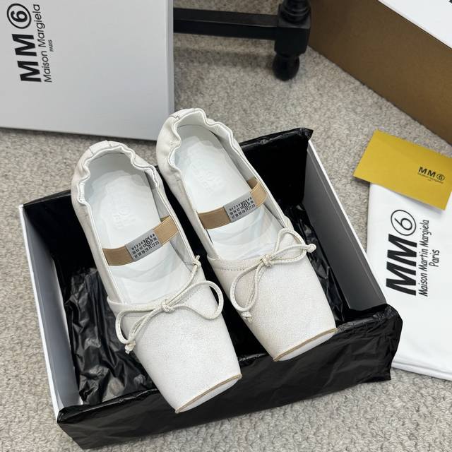 Niche Style Single Sandals 230 Maison Margiel* Square Toe Elastic Band Ballet F