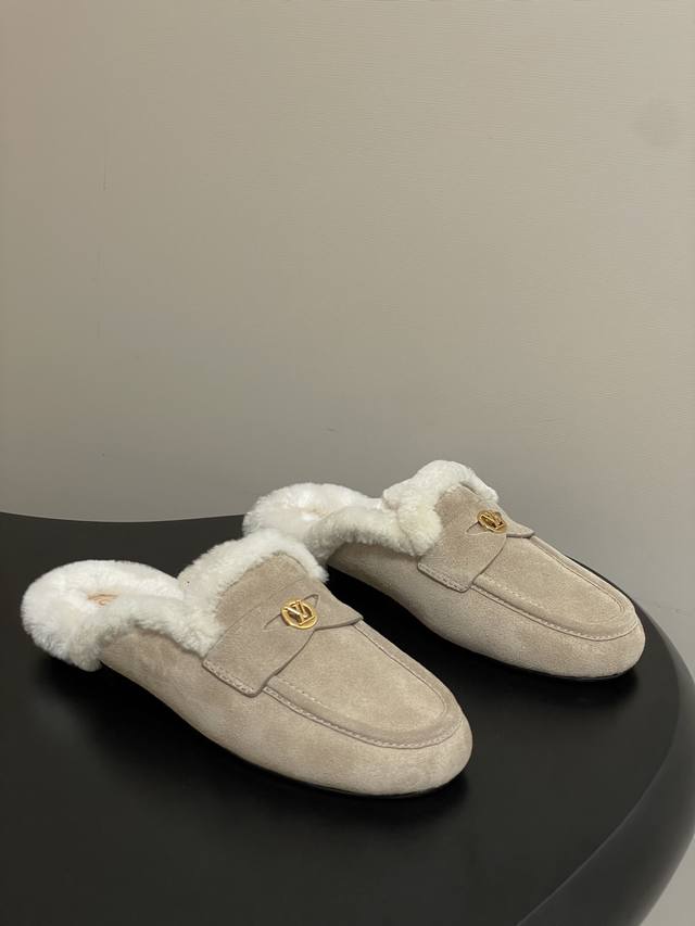 25Fw Autumn/Winter New Louis Vuitton Lv Soho Open-Heel Wool Mule Slip-On Flat Sl