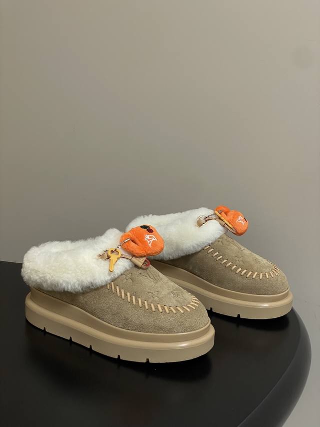 25Ss Autumn/Winter New Louis Vuiteeon LV Letter Embossed Key Bag Thick-Soled Sno