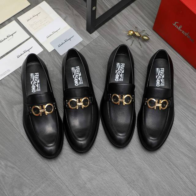 Factory direct price product trademark: Ferragamo] Business slip-on leather sho