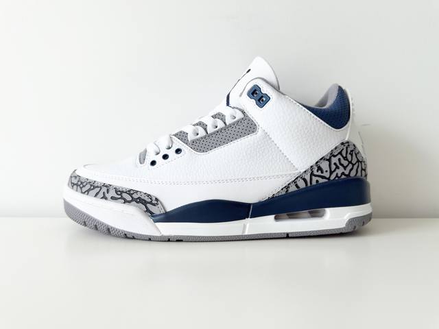 Jordan Air Jordan 3 Midnight Navy Leather Comfortable Mid-Top Retro Basketball